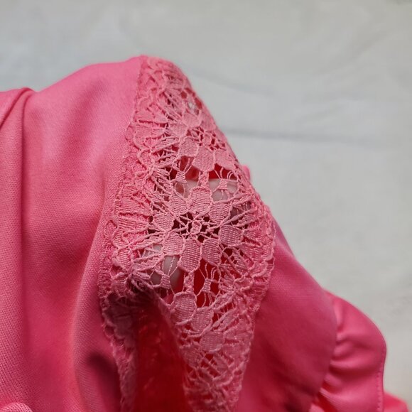 Vintage Prairie Pink Ruffle Edwardian Romantic Grandmacore Lace Blouse 38 Large - Picture 2 of 10